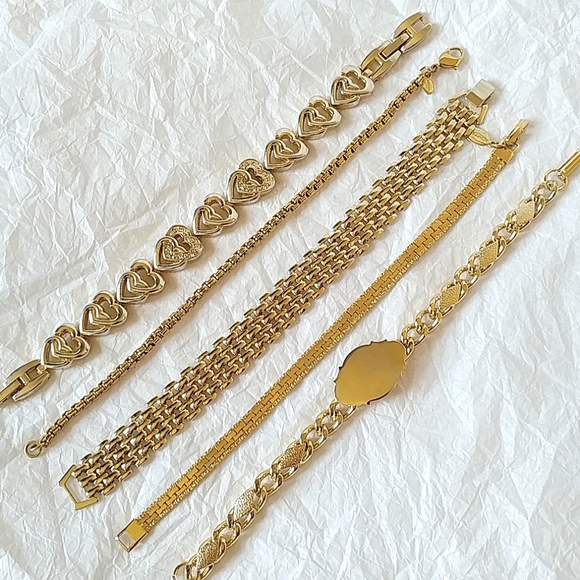 5 BRACELET LOT - PARK LANE, MONET - GOLDTONE